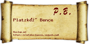 Platzkó Bence névjegykártya